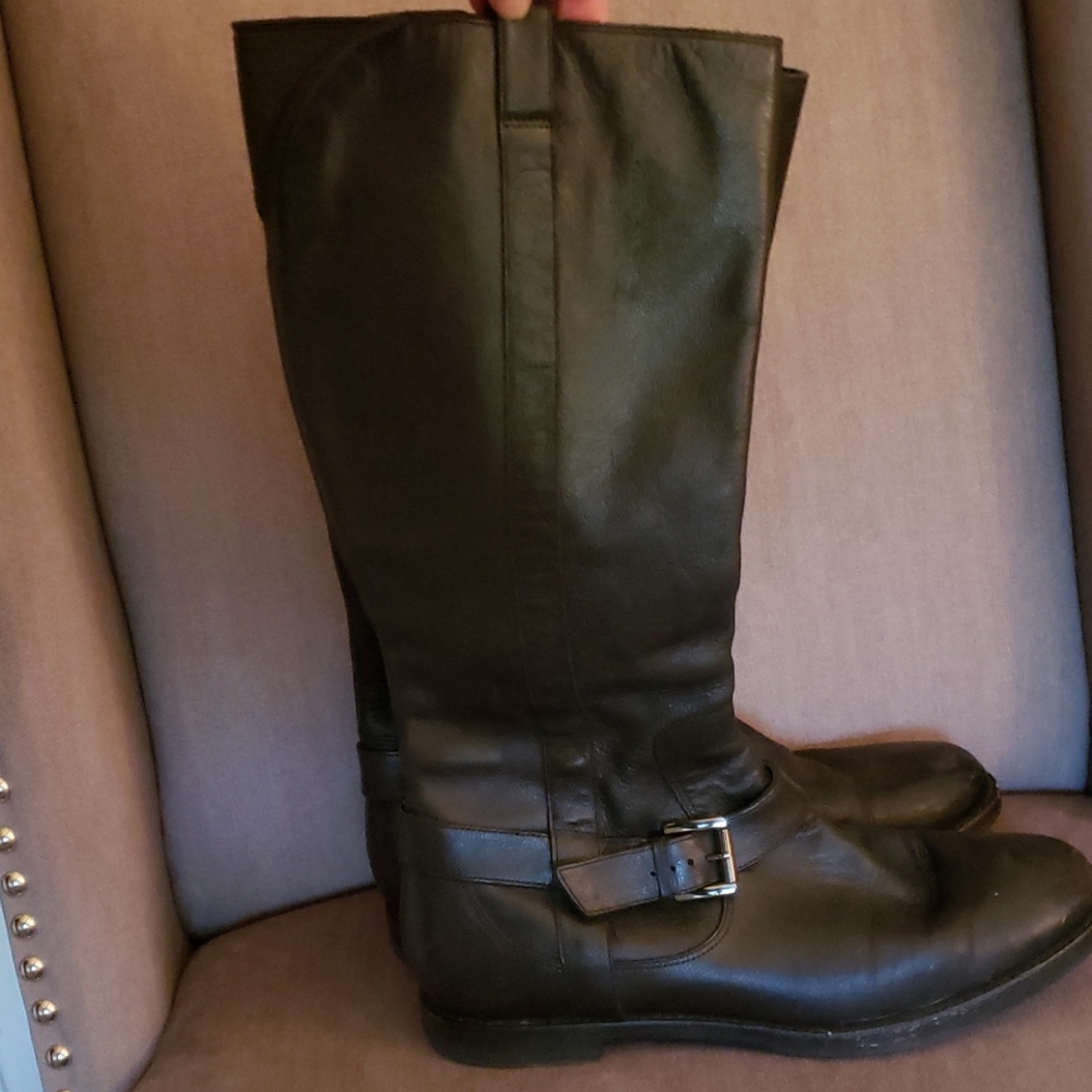 Cole Hann black leather riding boots 8B